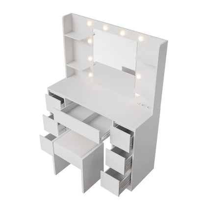 Schminktisch mit Spiegel Malia mit Hocker Melly