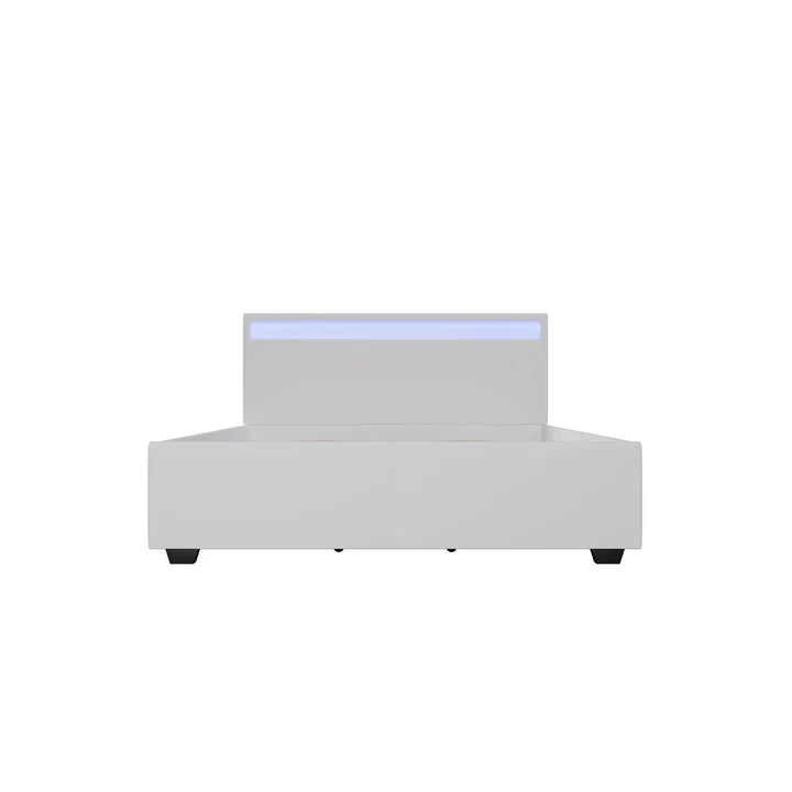 Lit capitonné LED Lyon avec coffre de lit 140 x 200 cm - blanc