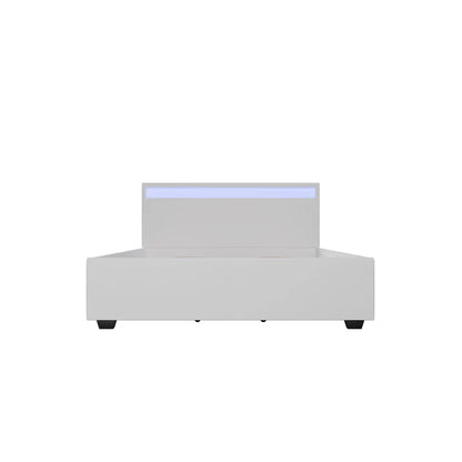 Lit capitonné LED Lyon avec coffre de lit 140 x 200 cm - blanc