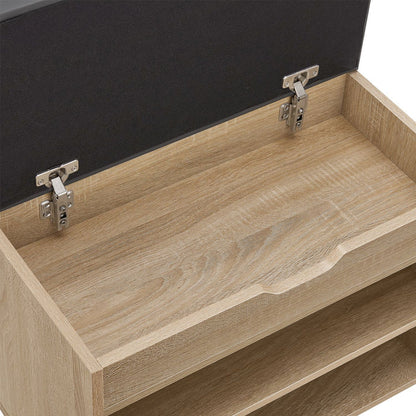 Schuhregal Holzoptik grau 60x30x44 cm mit Klappdeckel