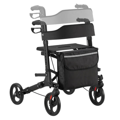 Déambulateur en aluminium Vital pliable avec siège et sac à provisions en noir
