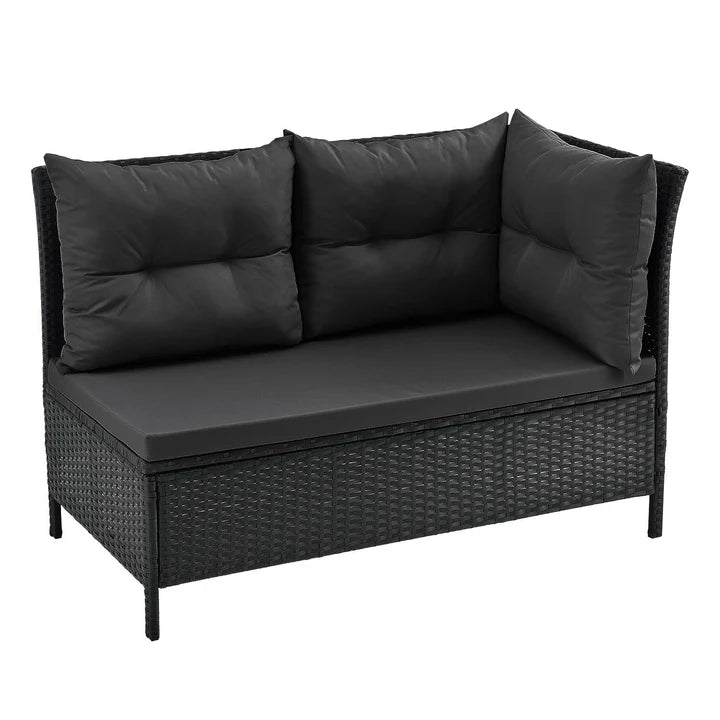 Salon Polyrotin Manacor Noir 2 tabourets