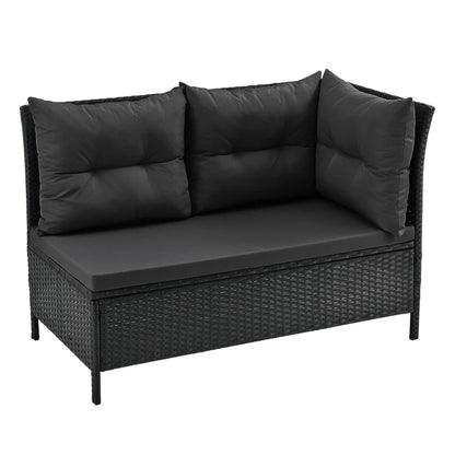 Salon Polyrotin Manacor Noir 2 tabourets