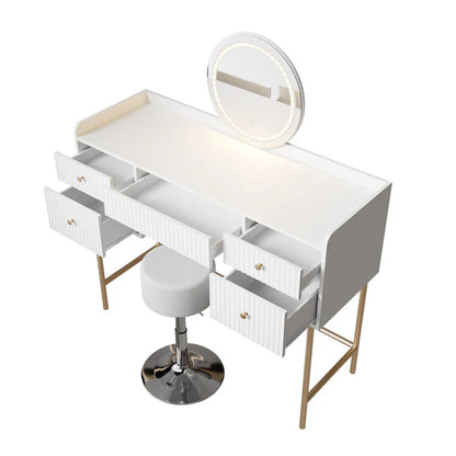Schminktisch mit Spiegel Samira Touch-LED & Hocker Tonia