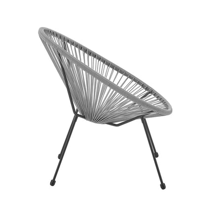 Set di mobili da balcone Ostana, gruppo di sedute grigio da 3 pezzi in design retrò con tavolo e 2 poltrone