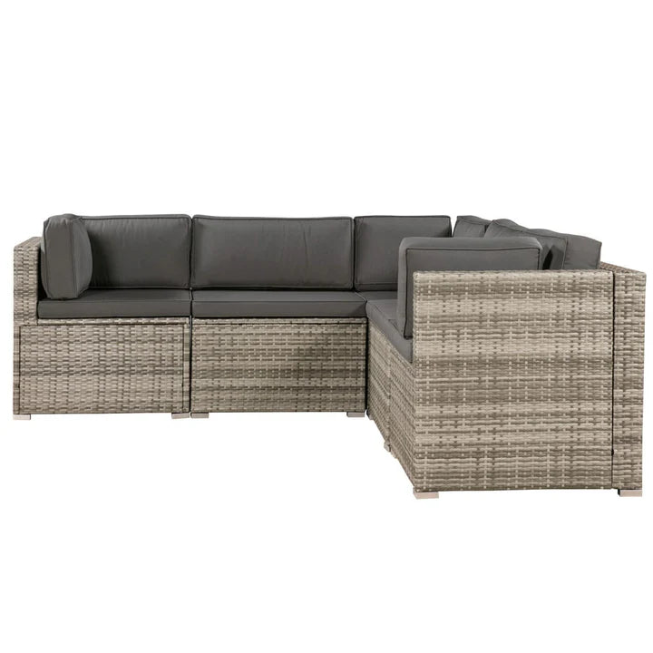 Salon en polyrotin Nassau beige-gris avec revêtements gris foncé