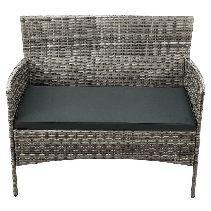 Polyrattan Sitzgruppe Fort Myers grau-meliert und dunkelgraue Bezüge