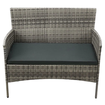 Polyrattan Sitzgruppe Fort Myers grau-meliert und dunkelgraue Bezüge