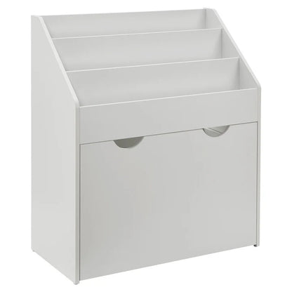 Kinder Bücherregal Weiss aus Holz 3 Fächer + 1 Kiste