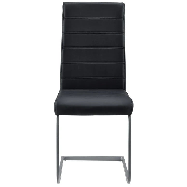 Freischwinger Stuhl Vegas 4er Set aus Kunstleder in schwarz