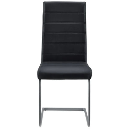 Freischwinger Stuhl Vegas 4er Set aus Kunstleder in schwarz