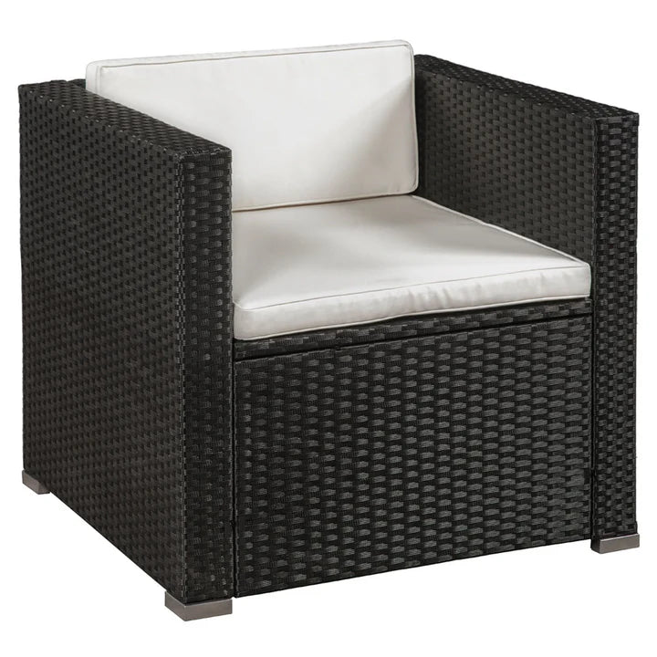 Salon de jardin 4 pièces en polyrotin Punta Cana L noir