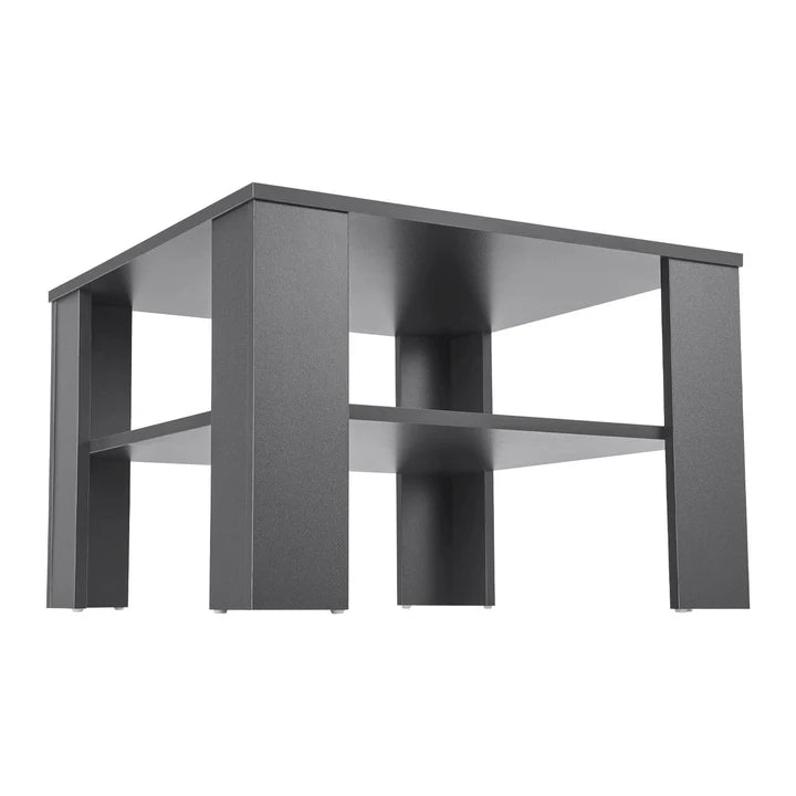 Couchtisch in Dunkelgrau 60x60 cm 2 Ebenen