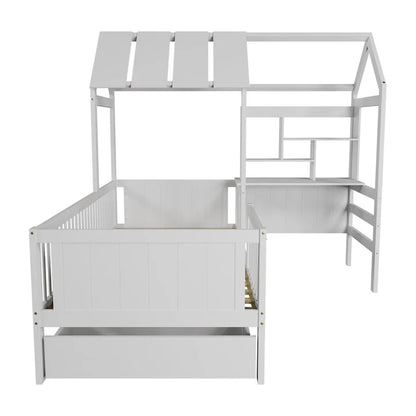 Kinderbett Yari mit Tisch und Stuhl Weiss