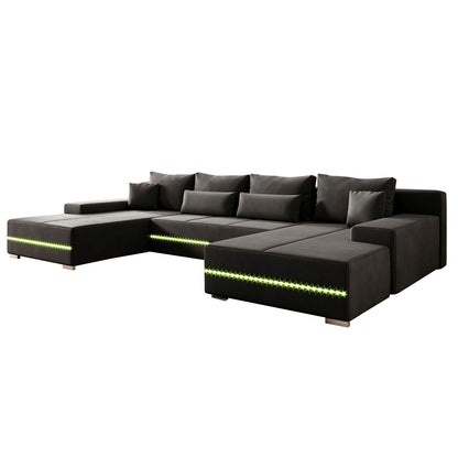 Sofa Malbun mit LEDs & Schlaffunktion Dunkelgrau