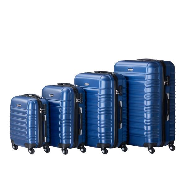 Set valigie rigide Roma - Blu Set da 4 pezzi con scocca rigida in ABS antiurto e ruote a 360°