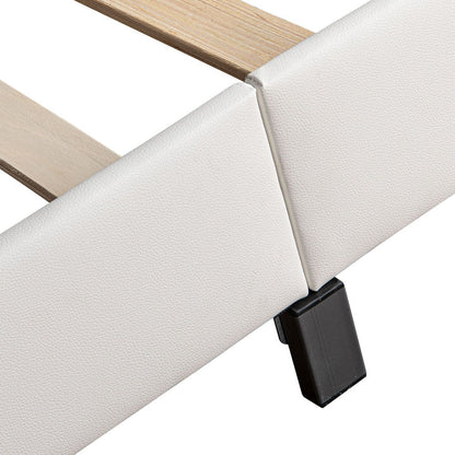 Lit tapissé LED Paris 180 x 200 cm sommier à lattes blanc