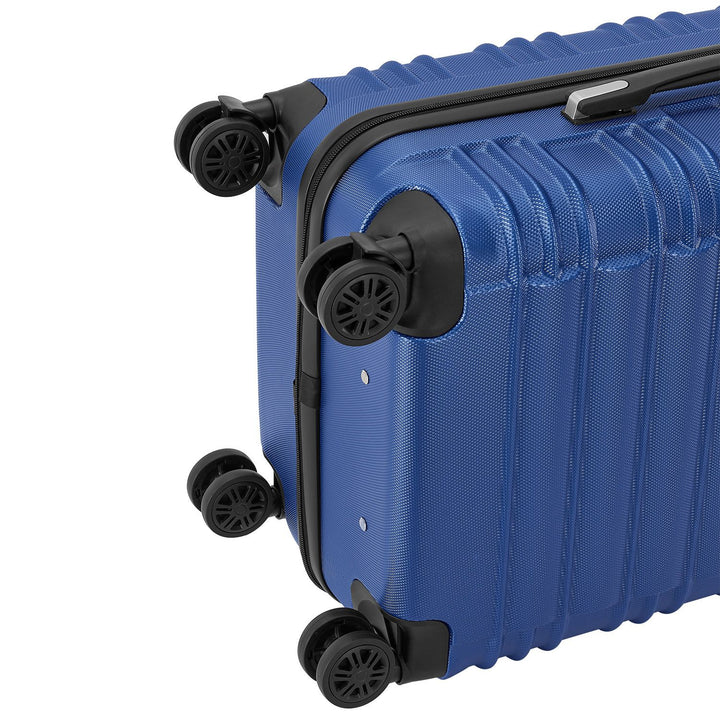 Set de valises rigides Rome - Set bleu 4 pièces avec coque rigide en ABS résistant aux chocs et roues 360°