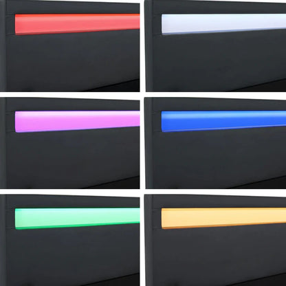 Lit rembourré LED Sevilla 140 x 200 cm sommier à lattes noir