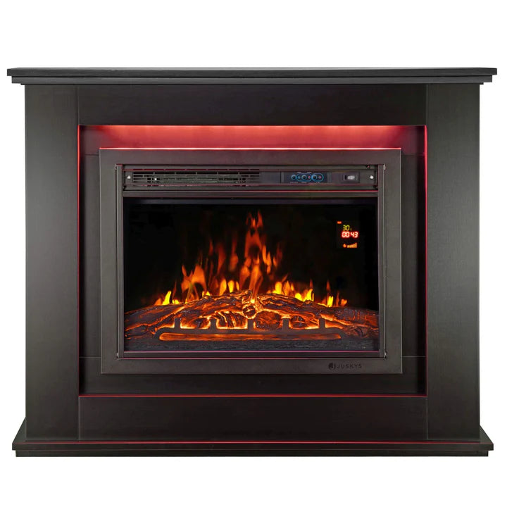 Elektrischer Kamin rechteckig Schwarz Flammeneffekt