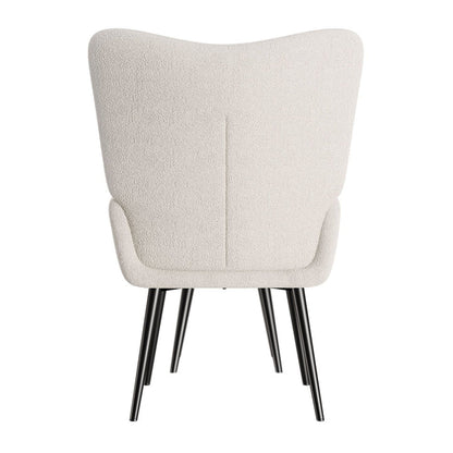 Ohrensessel Relaxsessel Bouclé mit Hocker Beige
