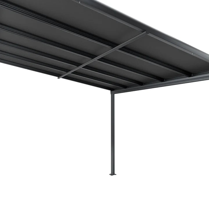 Aluminium Terrassendach Borneo 3x3m mit Doppelsteg-Platten in dunkelgrau