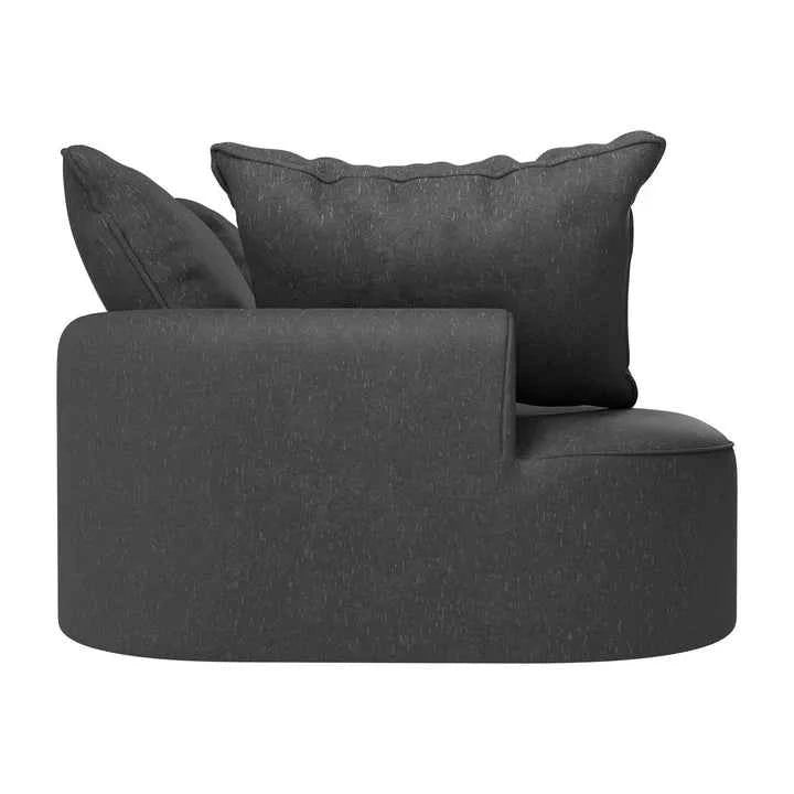 Sofa Tirano mit Ottomane & Dekokissen aus Samt Dunkelgrau