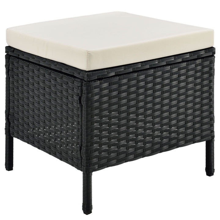 Salon de jardin en polyrotin Manacor noir avec canapé ; Table et 2 tabourets