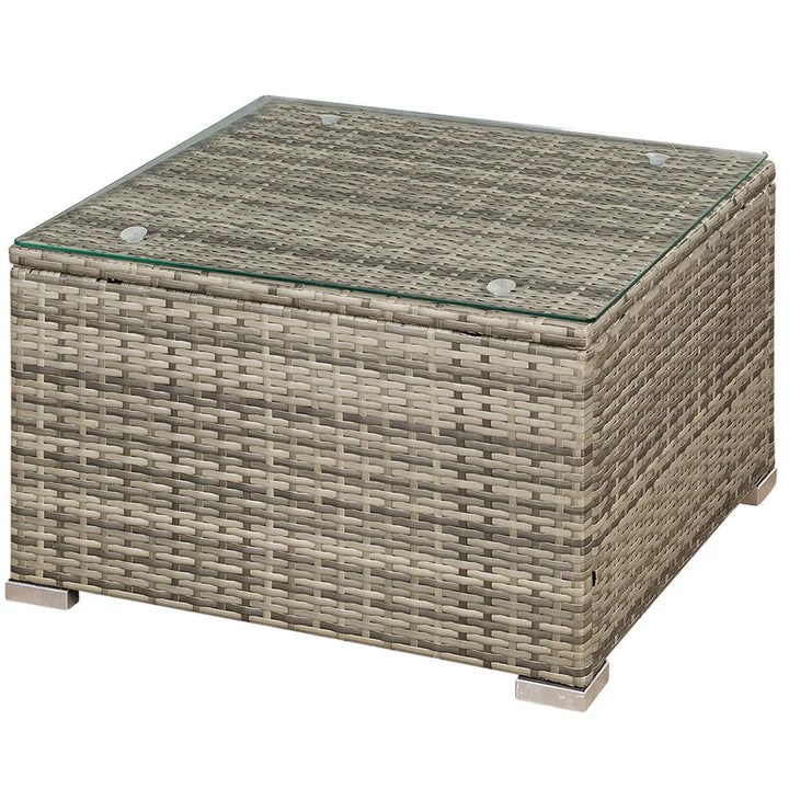 Salon en polyrotin Punta Cana M gris chiné et housses gris foncé