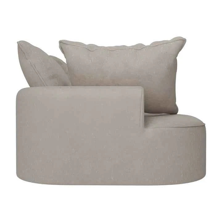 Sofa Tirano mit Ottomane & Dekokissen aus Samt Beige