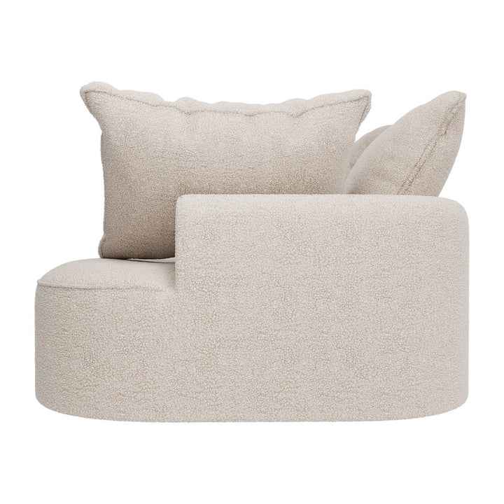 Sofa Tirano mit Ottomane & Dekokissen aus Boucléstoff Creme Links