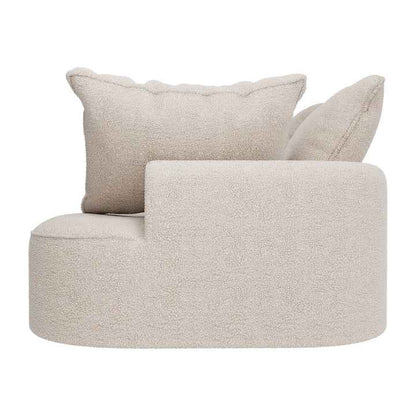 Sofa Tirano mit Ottomane & Dekokissen aus Boucléstoff Creme Links