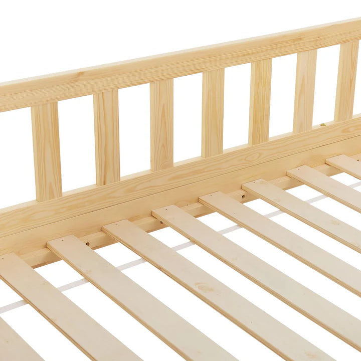 Lit enfant Marli 80 x 160 cm avec coffre de lit et sommier à lattes naturel