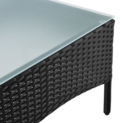 Polyrattan Sitzgruppe Fort Myers schwarz und cremeweiss Bezüge