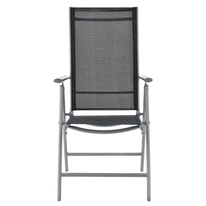 Salon de jardin en aluminium Milano 7 pièces avec table et 6 chaises gris argenté