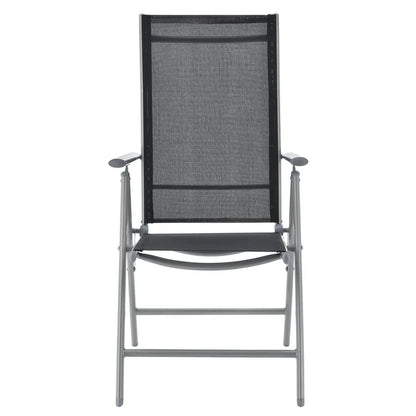 Salon de jardin en aluminium Milano 7 pièces avec table et 6 chaises gris argenté