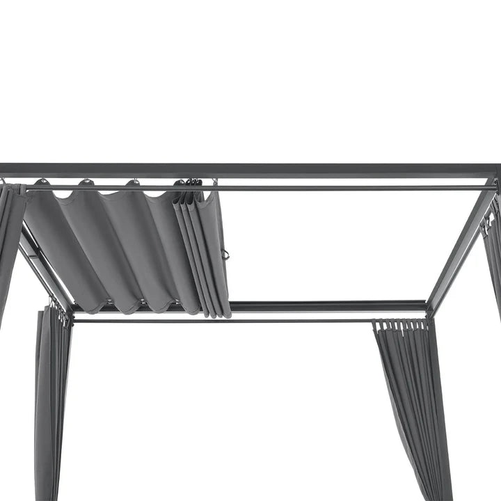 Doppel Loungebett Sonnenliege Kreta - Liege mit Dach in Grau