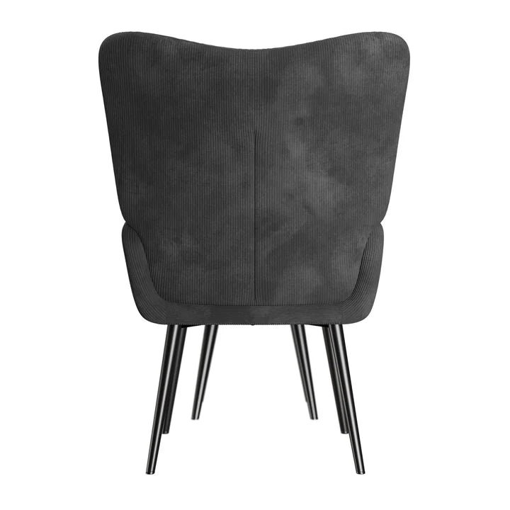 Ohrensessel Relaxsessel Cord mit Hocker Grau