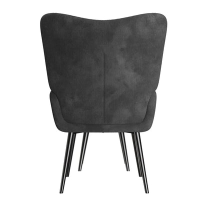 Ohrensessel Relaxsessel Cord mit Hocker Grau