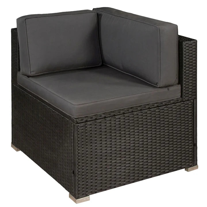 Polyrattan Lounge Sitzgruppe Nassau mit Bezügen in Dunkelgrau