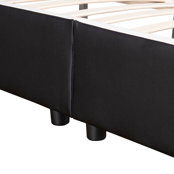 Lit rembourré LED Sevilla 180 x 200 cm sommier à lattes noir
