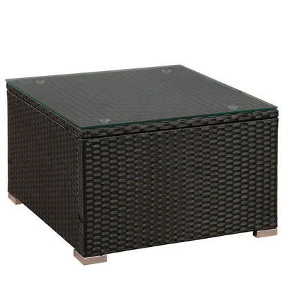 Salon / salon en polyrotin Punta Cana L noir avec housses gris foncé