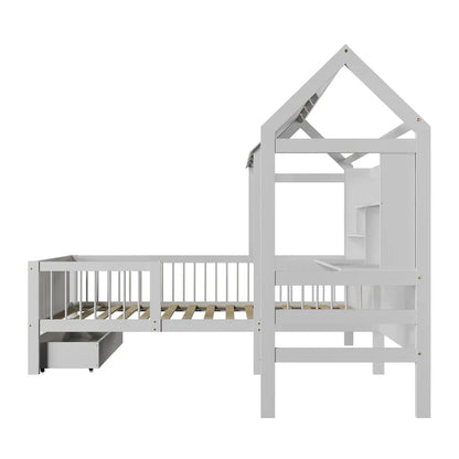 Kinderbett Yari mit Tisch und Stuhl Weiss