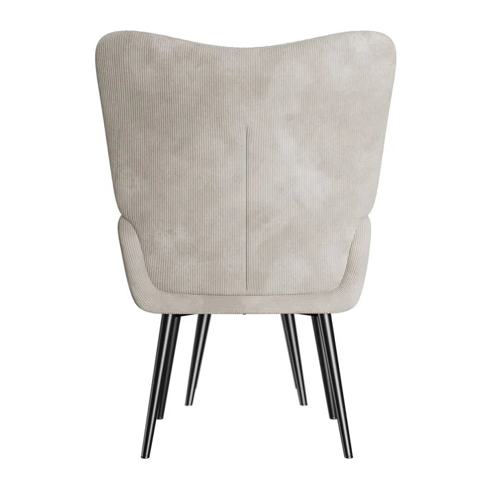 Ohrensessel Relaxsessel Cord mit Hocker Beige