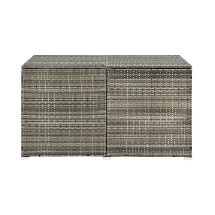 Boîte de rangement en polyrotin Ikaria gris avec couvercle 950 litres