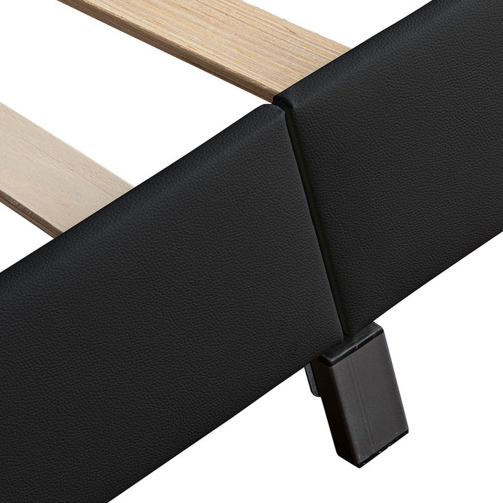 Lit capitonné Paris 180 x 200 cm - éclairage LED et sommier à lattes noir