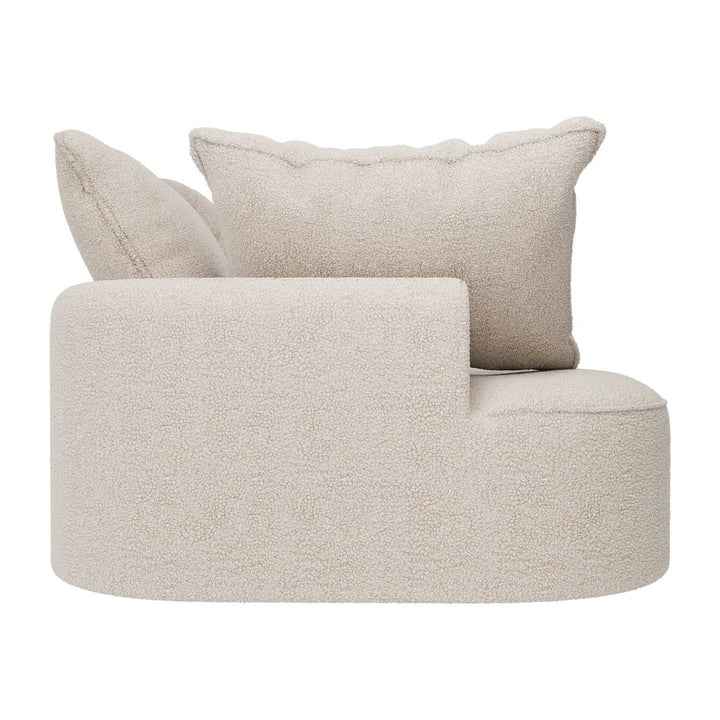 Sofa Tirano mit Ottomane & Dekokissen aus Boucléstoff Creme