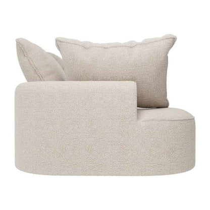 Sofa Tirano mit Ottomane & Dekokissen aus Boucléstoff Creme