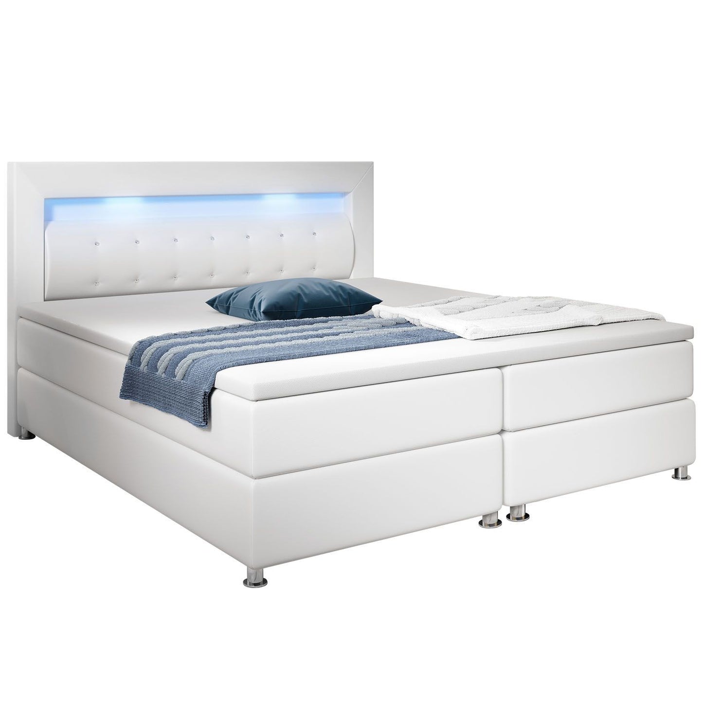 Boxspringbett Montana 140x200 cm - weiss - mit Federkern Matratze