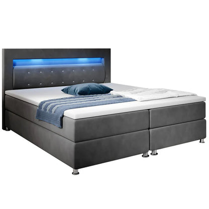 Letto boxspring LED Vancouver 180x200 cm grigio